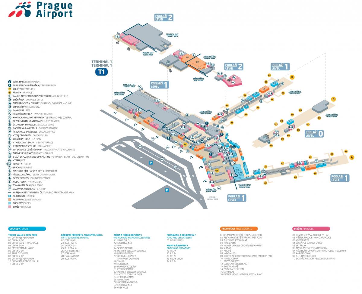 la terminal 1 del aeropuerto de praga mapa