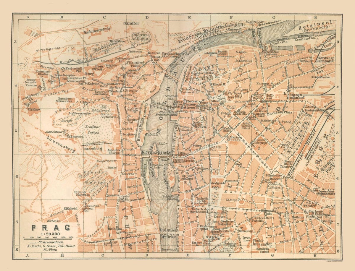 mapa de praga histórica