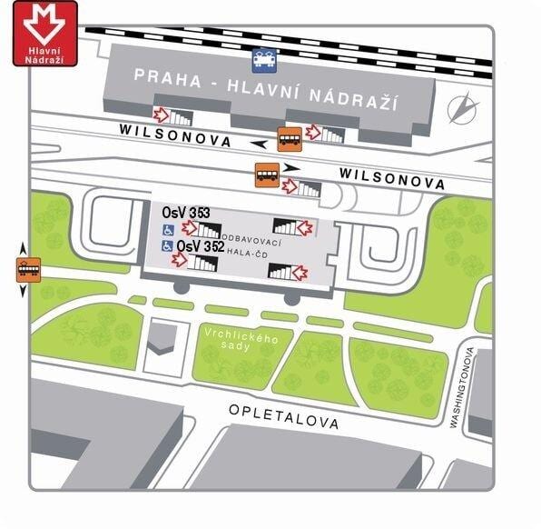 mapa de la estación central de praga