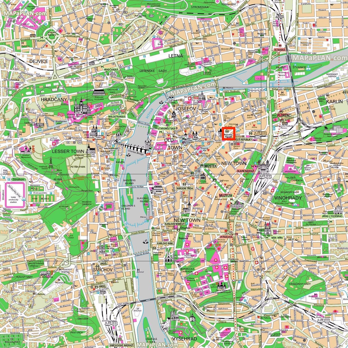 mapa de la plaza de la república de praga
