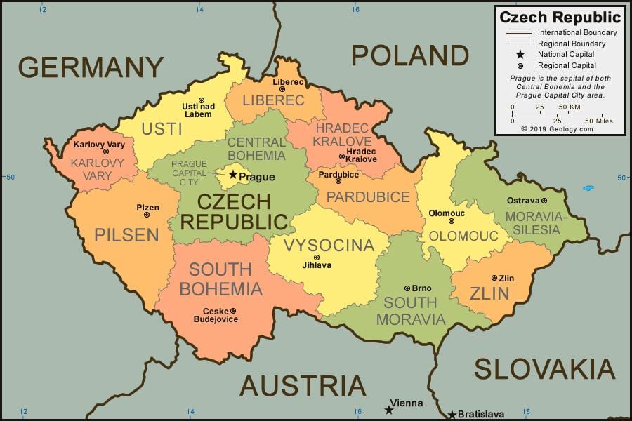praga mapa del país
