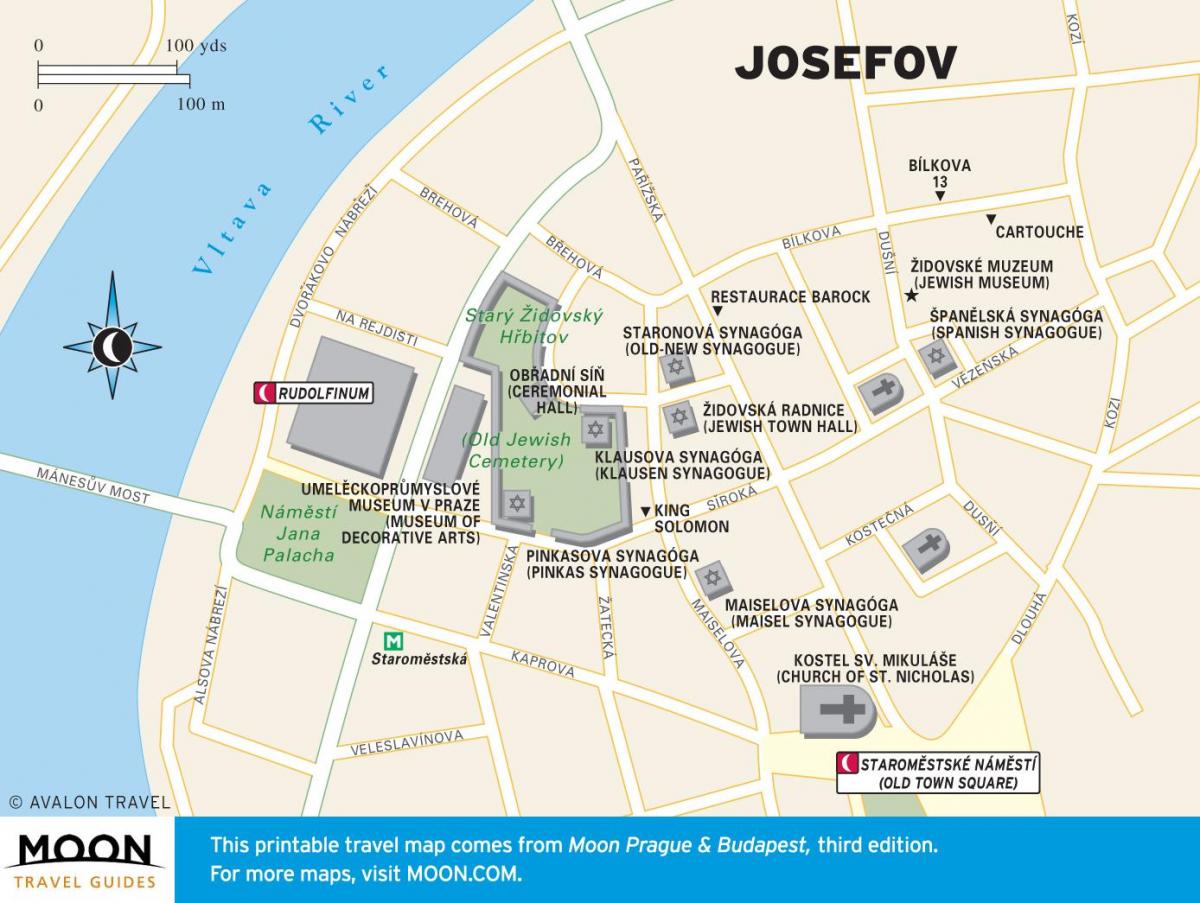 mapa de barrio judío de praga